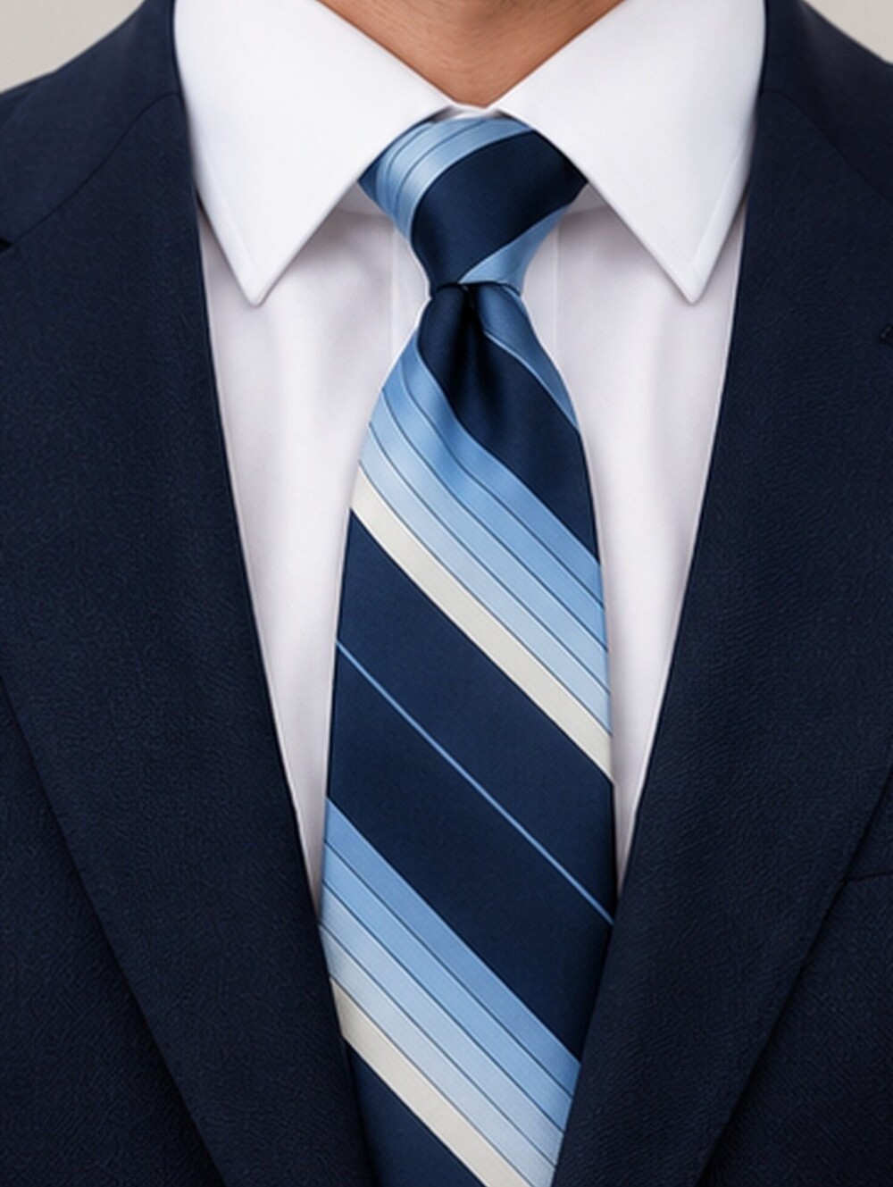 Oscar de la Renta Blue Striped Necktie